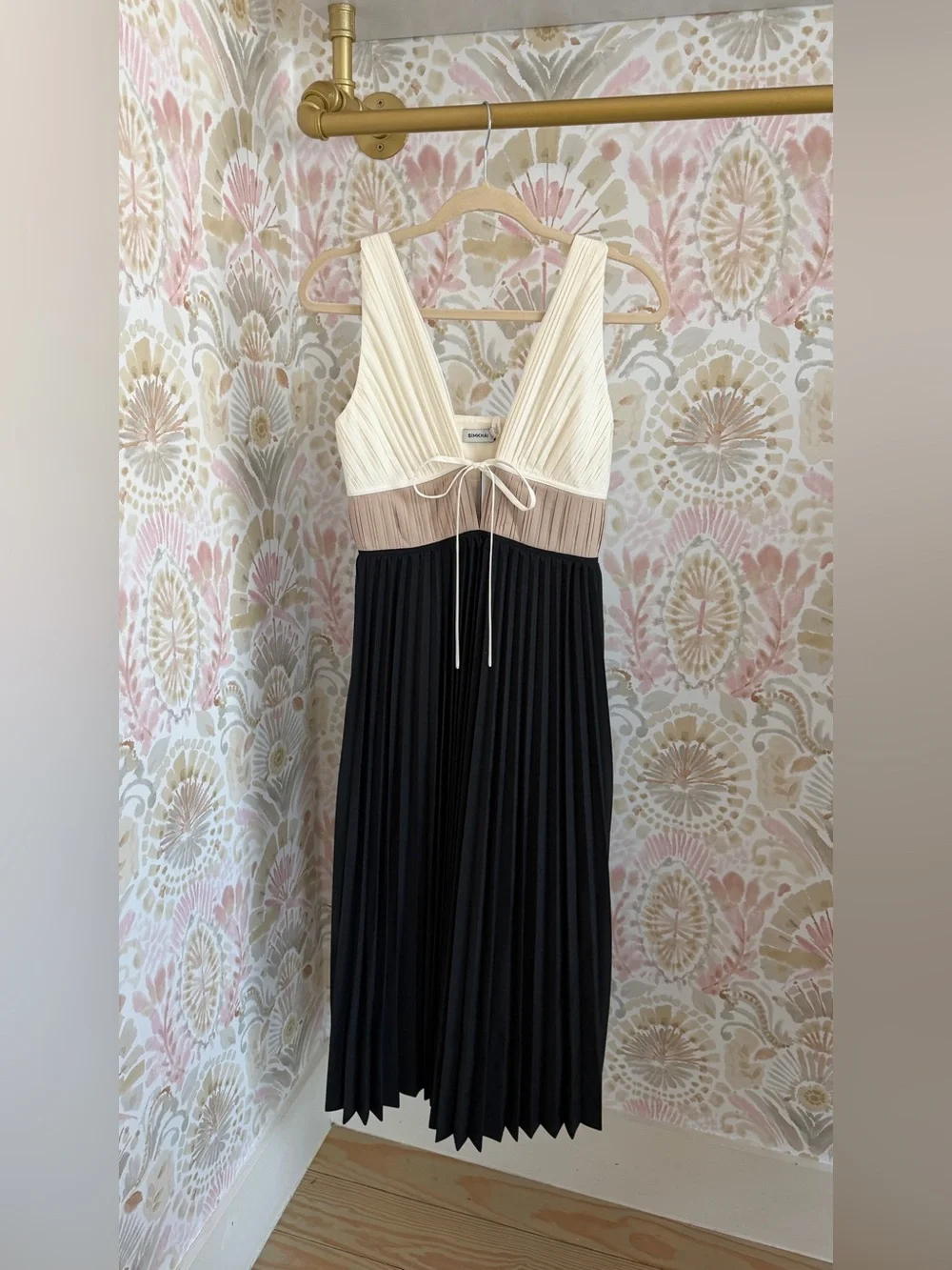 NEW NWT Simkhai Stephanie Pleated Poplin Midi Dress Size 0
